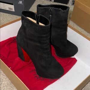 Christian Louboutin Black Suede Ankle Boots